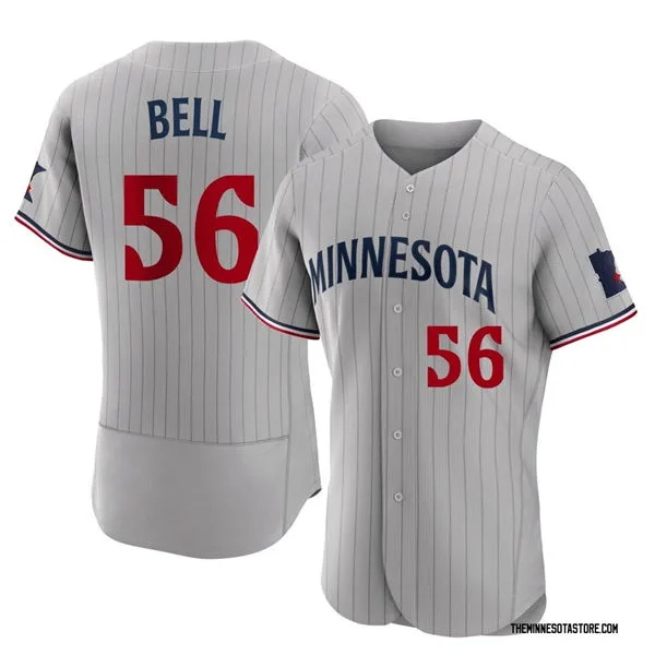 Mens Minnesota Twins #56 Josh Bell Nike Gray Pinstripe Vapor Limited Jersey