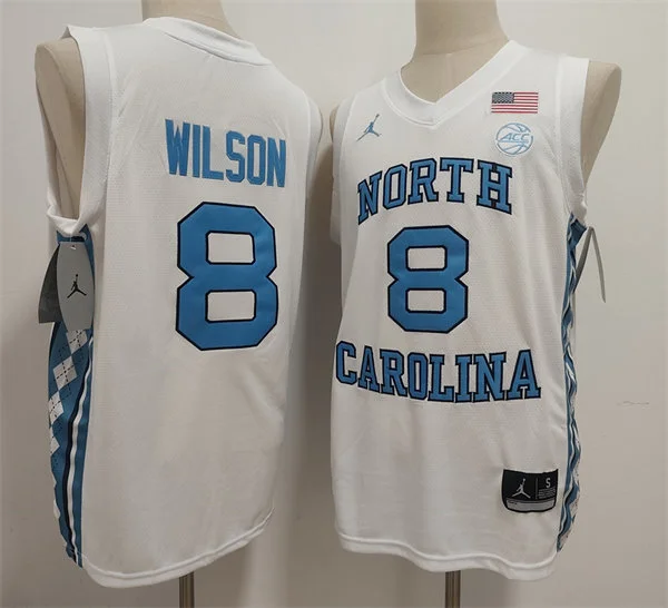 Mens North Carolina Tar Heels #8 Caleb Wilson White College Basketball Game Jersey