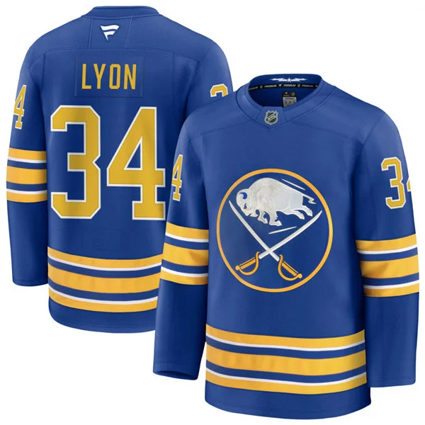 Men's Buffalo Sabres #34 Alex Lyon Fanatics Royal Home Premium Jersey