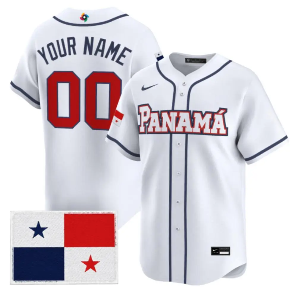 Custom Panama Baseball 2026 World Baseball White Home Jersey