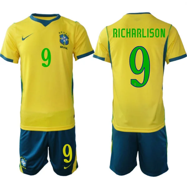Mens Brazil #9 Richarlison Home Yellow 2026 FIFA World Cup Soccer Jersey Kit 