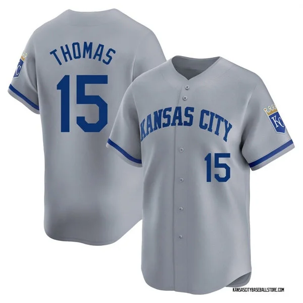 Mens Kansas City Royals #15 Lane Thomas Nike Gray Road Limited Jersey