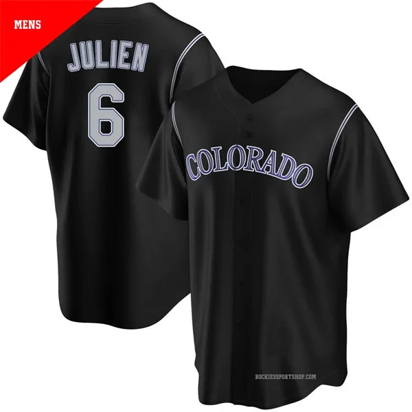 Mens Colorado Rockies #6 Edouard Julien Nike Black Alternate Jersey