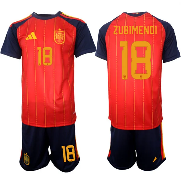 Mens Spain National Team #18 Martin Zubimendi Home Red 2026 FIFA World Cup Soccer Jersey Kit