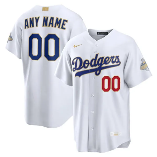 Los Angeles Dodgers Custom Nike 2026 White Gold Collection Stadium Limited Personalized Jersey