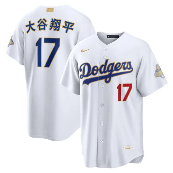 WomensLos Angeles Dodgers #17 Shohei Ohtani Kanji Name Nike 2026 White Gold Collection Stadium Limited Jersey