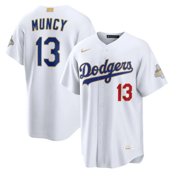 Womens Los Angeles Dodgers #13 Max Muncy Nike 2026 White Gold Collection Stadium Limited Jersey