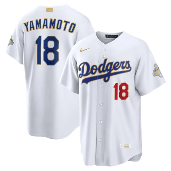 Womens Los Angeles Dodgers #18 Yoshinobu Yamamoto Nike 2026 White Gold Collection Stadium Limited Jersey