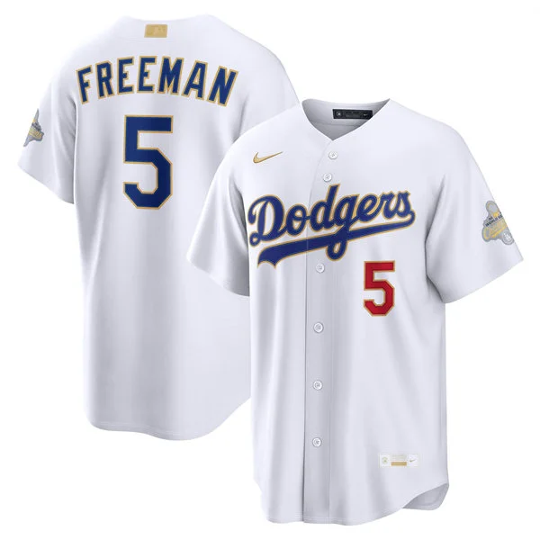 Womens Los Angeles Dodgers #5 Freddie Freeman Nike 2026 White Gold Collection Stadium Limited Jersey
