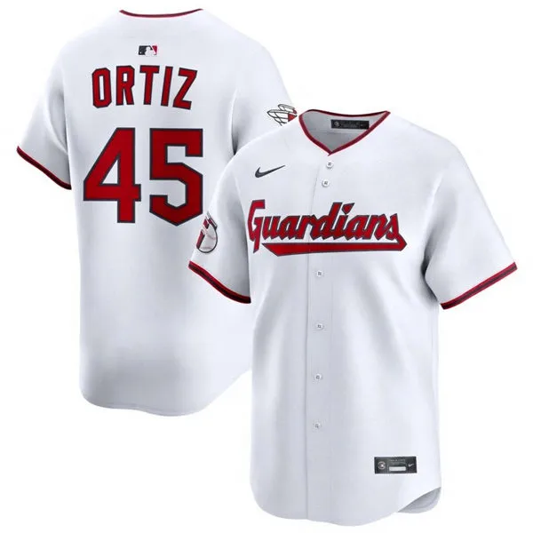 Mens Cleveland Guardians #45 Luis Ortiz Nike White Home Limited Jersey