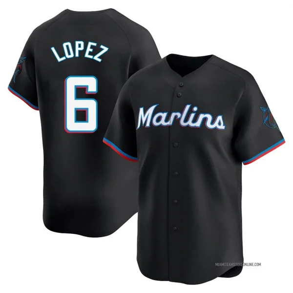 Mens Miami Marlins #6 Otto Lopez Nike Black Alternate Limited Jersey