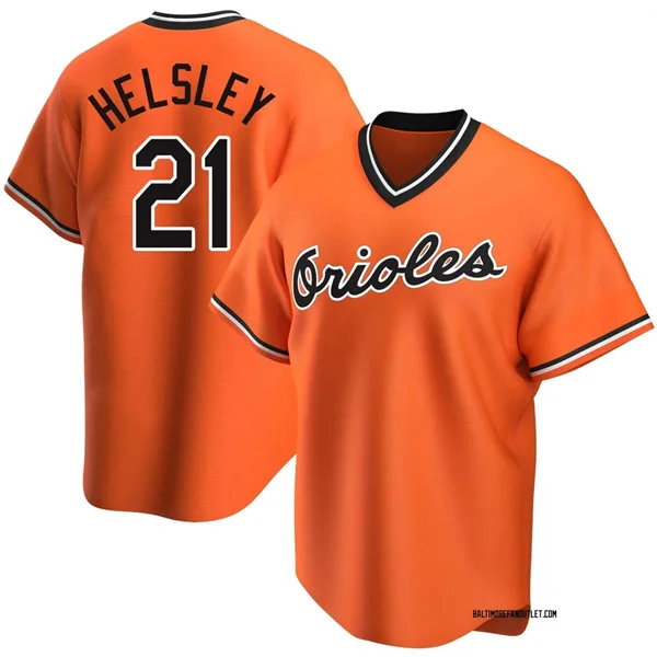 Mens Baltimore Orioles #21 Ryan Helsley Nike Orange Pullover Cooperstown Collection Jersey