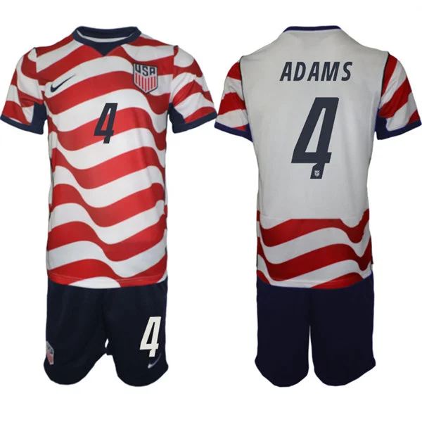Mens USA National Team #4 Tyler Adams Home White 2026 FIFA World Cup Soccer Jersey Kit