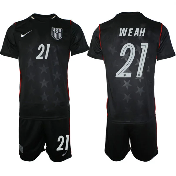Mens USA National Team #21 Timothy Weah Away Navy 2026 FIFA World Cup Soccer Jersey Kit