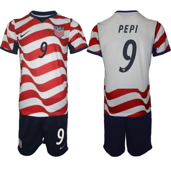 Mens USA National Team #9 Ricardo Pepi Home White 2026 FIFA World Cup Soccer Jersey Kit