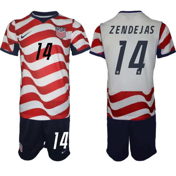 Mens USA National Team #14 Alex Zendejas Home White 2026 FIFA World Cup Soccer Jersey Kit