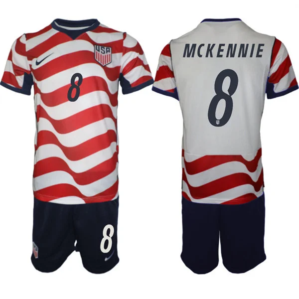 Mens USA National Team #8 Weston McKennie Home White 2026 FIFA World Cup Soccer Jersey Kit