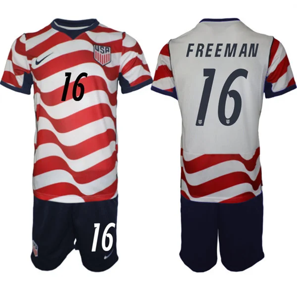 Mens USA National Team #16 Alex Freeman Home White 2026 FIFA World Cup Soccer Jersey Kit
