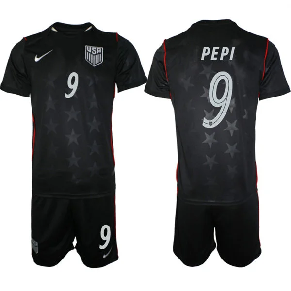 Mens USA National Team #9 Ricardo Pepi Away Navy 2026 FIFA World Cup Soccer Jersey Kit