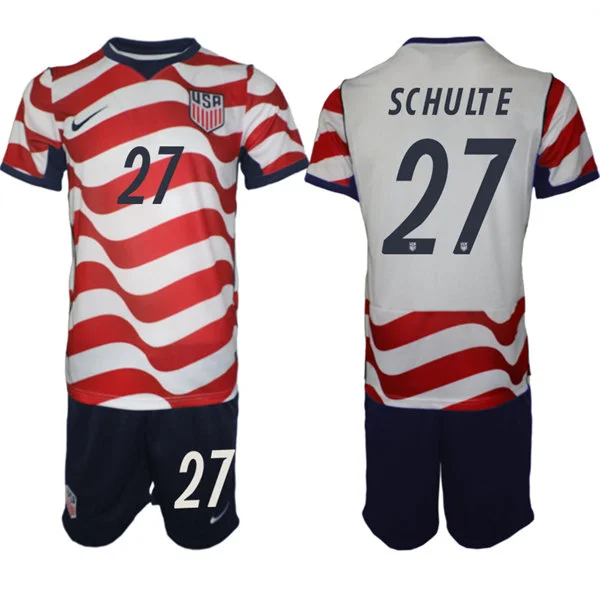 Mens USA National Team #27 Patrick Schulte Home White 2026 FIFA World Cup Soccer Jersey Kit