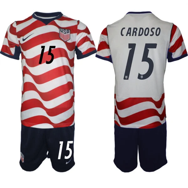 Mens USA National Team #15 Johnny Cardoso Home White 2026 FIFA World Cup Soccer Jersey Kit