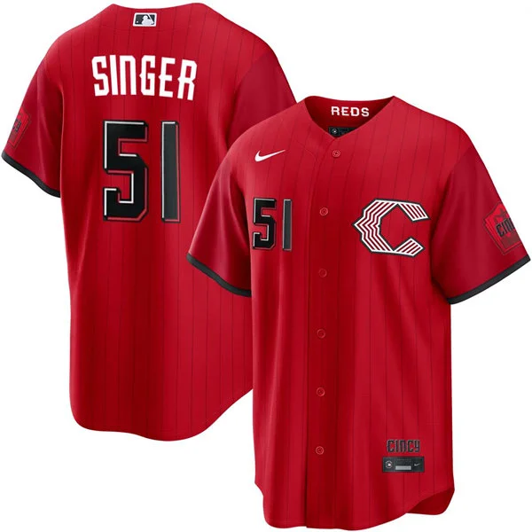 Youth Cincinnati Reds #51 Brady Singer Nike 2026 All-Red City Connect Limited Jersey