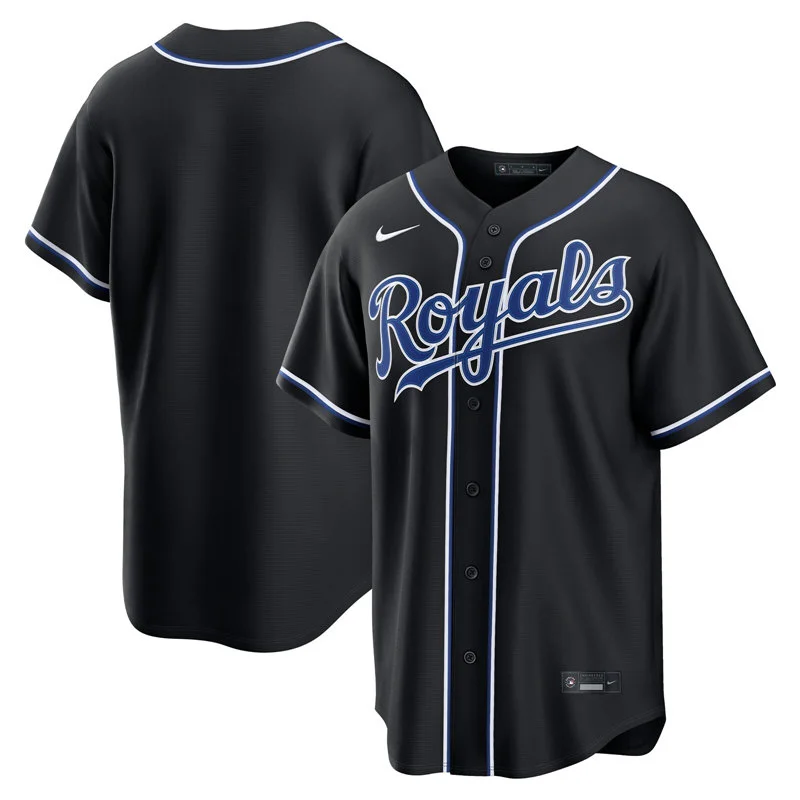 Mens Kansas City Royals Blank Nike Replica BlackOut Fashion Team Jersey