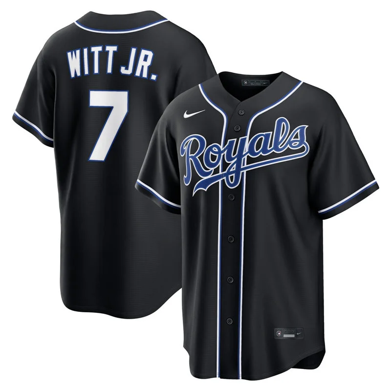 Mens Kansas City Royals #7 Bobby Witt Jr. Nike Replica BlackOut Fashion Jersey