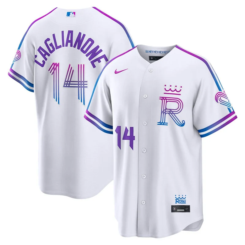 Youth Kansas City Royals #14 Jac Caglianone 2026 White Forever Fountains City Connect Stadium Jersey