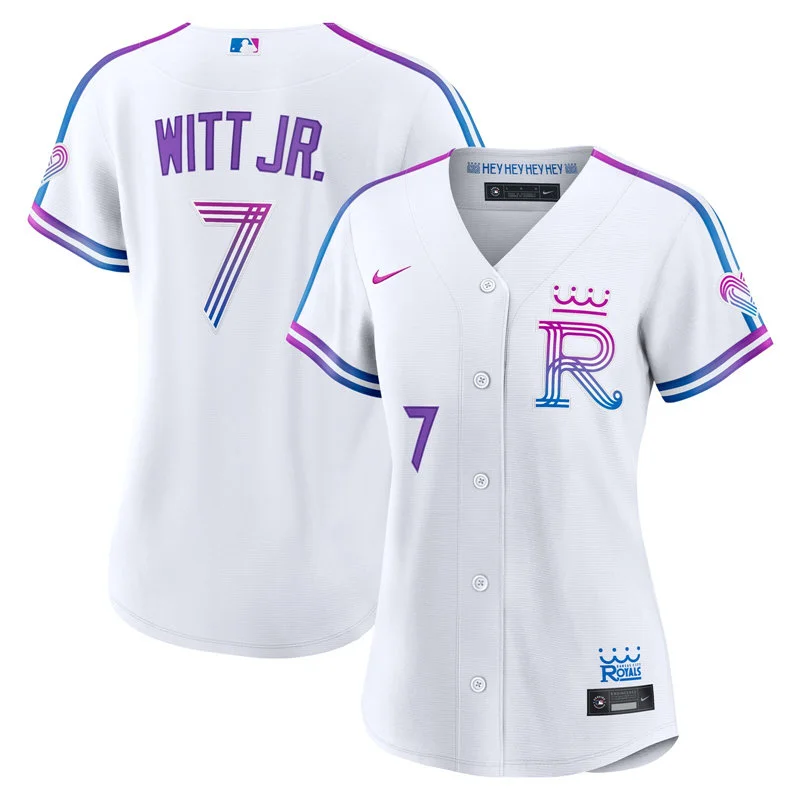 Womens Kansas City Royals #7 Bobby Witt Jr. 2026 White Forever Fountains City Connect Jersey