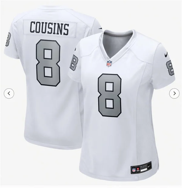 Women's Las Vegas Raiders #8 Kirk Cousins Nike White Silver Alternate Limited Jersey