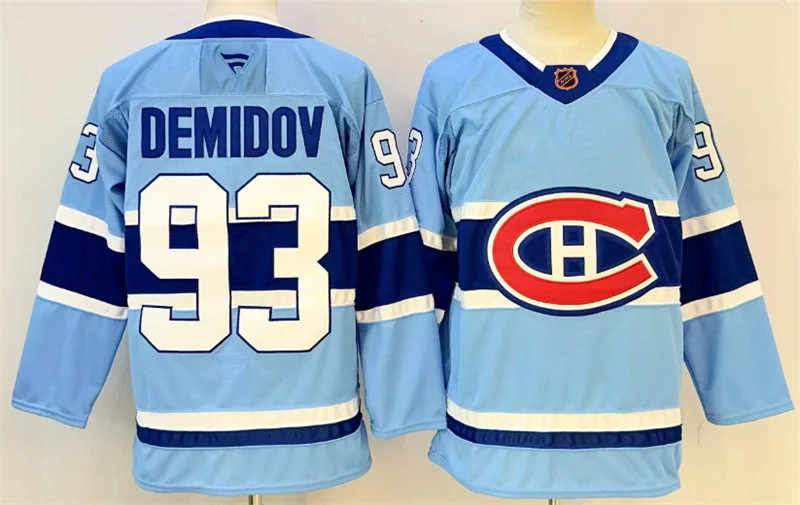 Mens Montreal Canadiens #93 Ivan Demidov Blue Reverse Retro 2.0 Premium Jersey