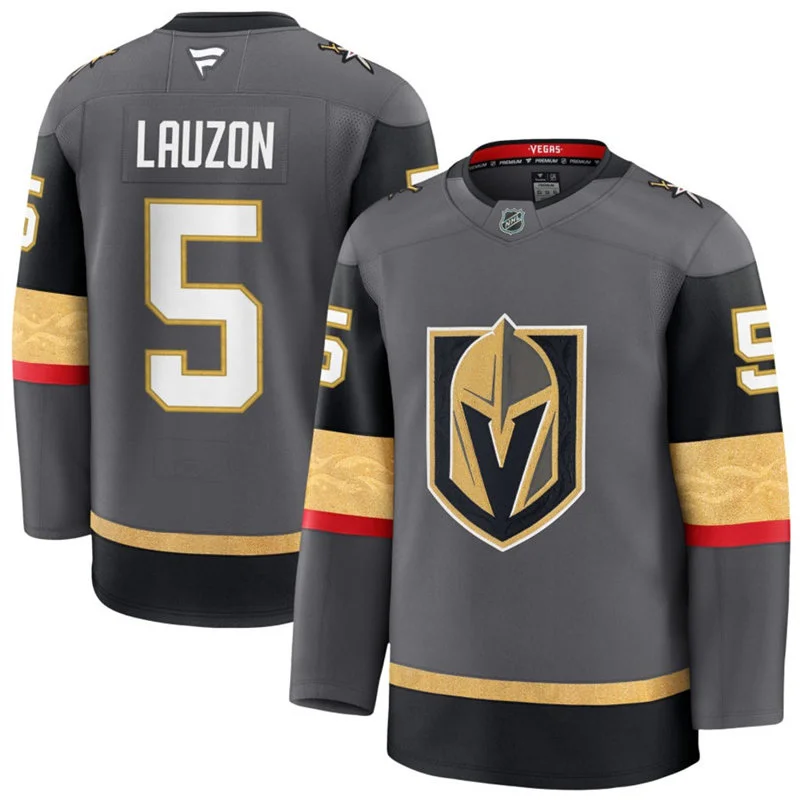Mens Vegas Golden Knights #5 Jeremy Lauzon Fanatics Gray Alternate Premium Jersey