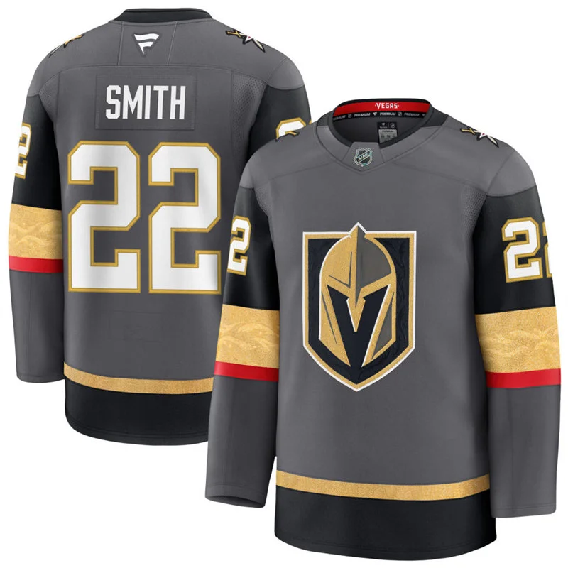 Mens Vegas Golden Knights #22 Cole Smith Fanatics Gray Alternate Premium Jersey