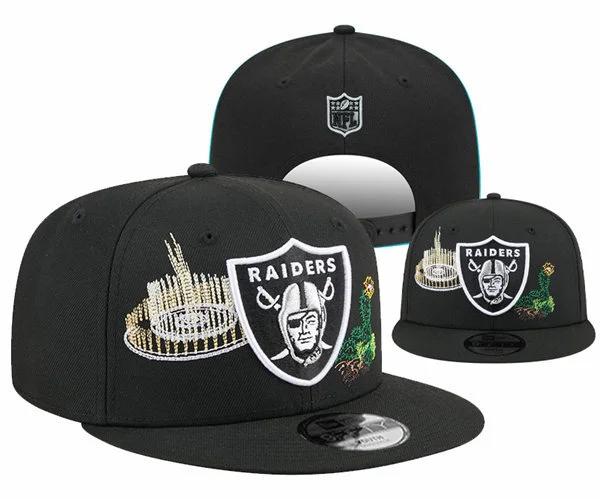 Las Vegas Raiders Vegas Skyline Black Snapback Hat YD316213 (9)