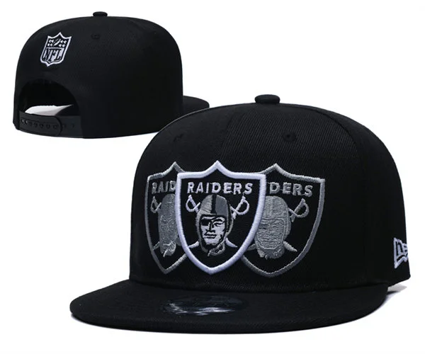 Las Vegas Raiders Triple Shield Black Snapback Hat GS2604