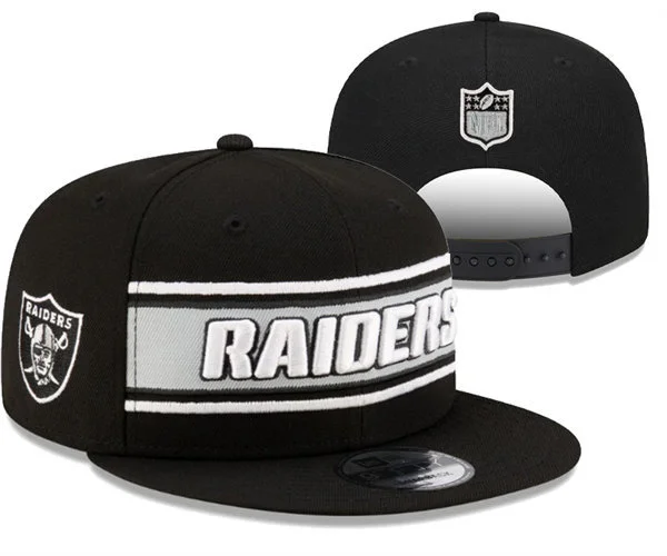 Las Vegas Raiders Stripe Raiders Black Snapback Hat YD316209 (10)