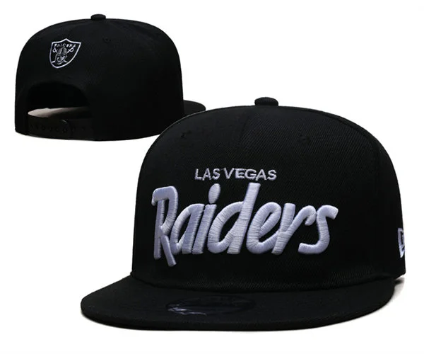 Las Vegas Raiders Script Raiders Black Snapback Hat GS2604 (3)