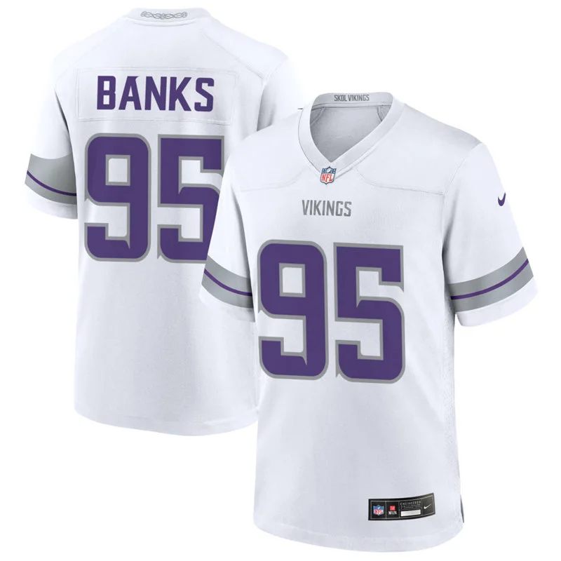 Men's Minnesota Vikings #95 Caleb Banks Nike White Alternate Vapor F.U.S.E. Winter Warrior Limited Jersey