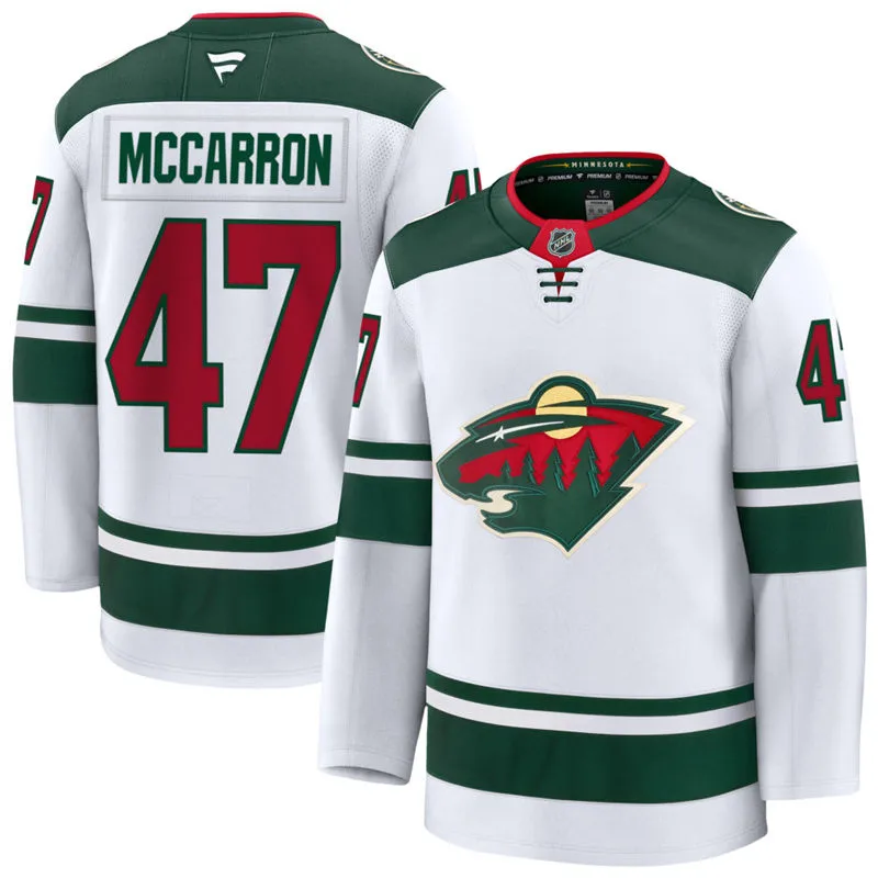 Men's Minnesota Wild #47 Michael McCarron Fanatics Away White Premium Jersey