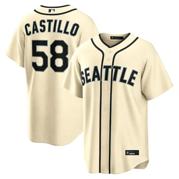 Men's Seattle Mariners #58 Luis M. Castillo Cream Retro Limited Jersey