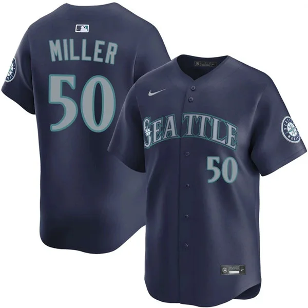 Men's Seattle Mariners #50 Bryce Miller Nike Navy Alternate Limited Jersey