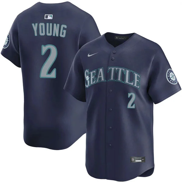 Men's Seattle Mariners #2 Cole Young Nike Navy Alternate Limited Jersey