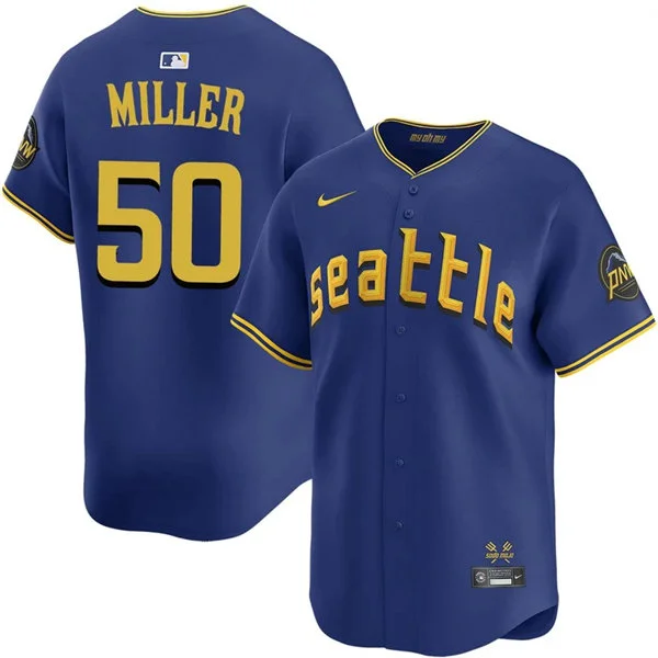 Men's Seattle Mariners #50 Bryce Miller Nike Royal City Connect Limited Jersey