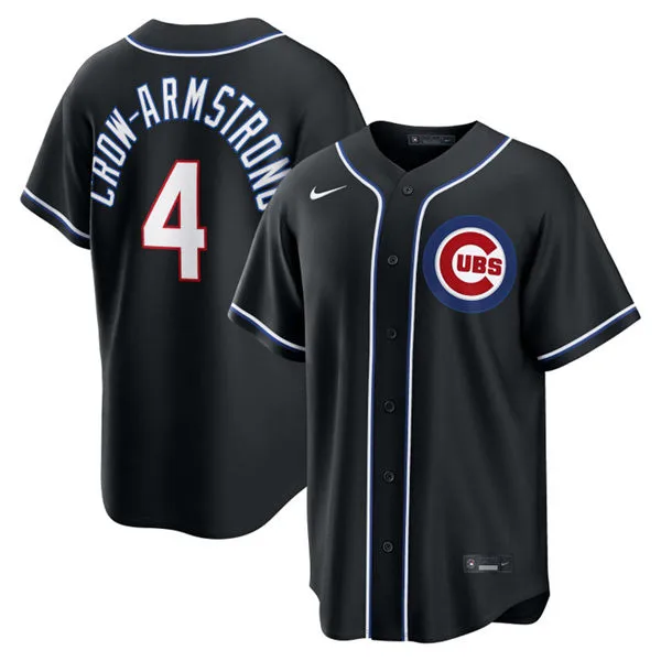 Mens Chicago Cubs #4 Pete Crow-Armstrong 2026 Black Carbon Fashion Limited Jersey