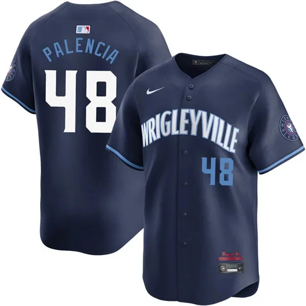 Mens Chicago Cubs #48 Daniel Palencia Navy City Connect Limited Jersey