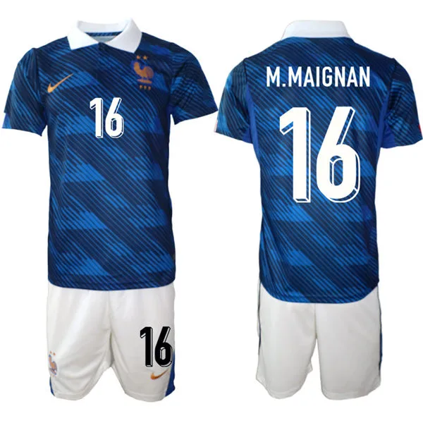 Mens France National Team #16 Mike Maignan Home Blue 2026 FIFA World Cup Soccer Jersey