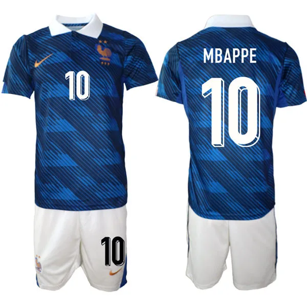 Mens France National Team #10 Kylian Mbappe Home Blue 2026 FIFA World Cup Soccer Jersey