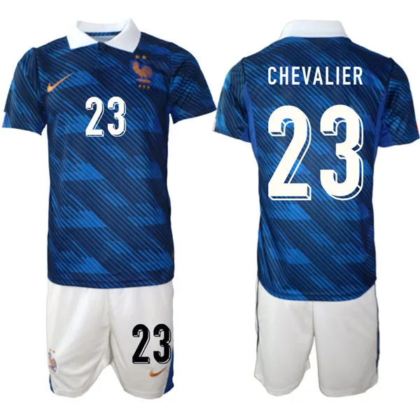 Mens France National Team #23 Lucas Chevalier Home Blue 2026 FIFA World Cup Soccer Jersey