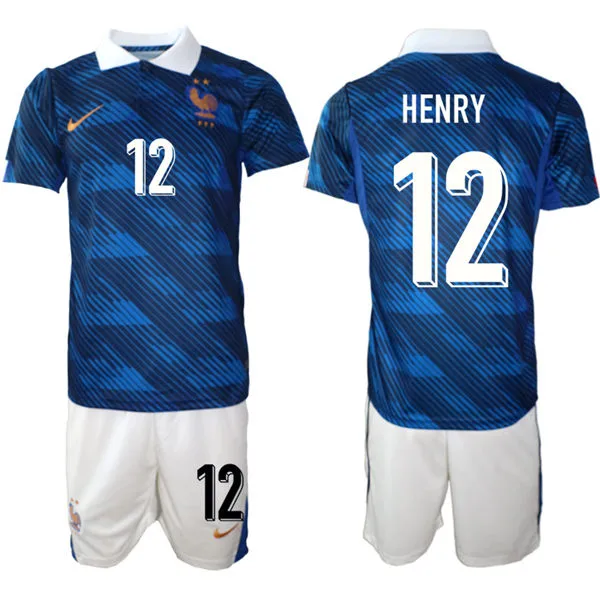 Mens France National Team #12 Thierry Henry Home Blue 2026 FIFA World Cup Soccer Jersey
